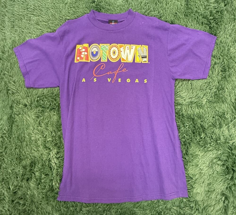 Vintage 90s Motown Cafe Las Vegas T-Shirt Men's L Purple 100% Cotton Retro Music
